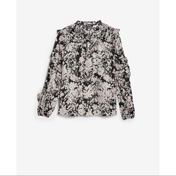 EXPRESS Metallic Floral Ruffle Top - Picture 2 of 16
